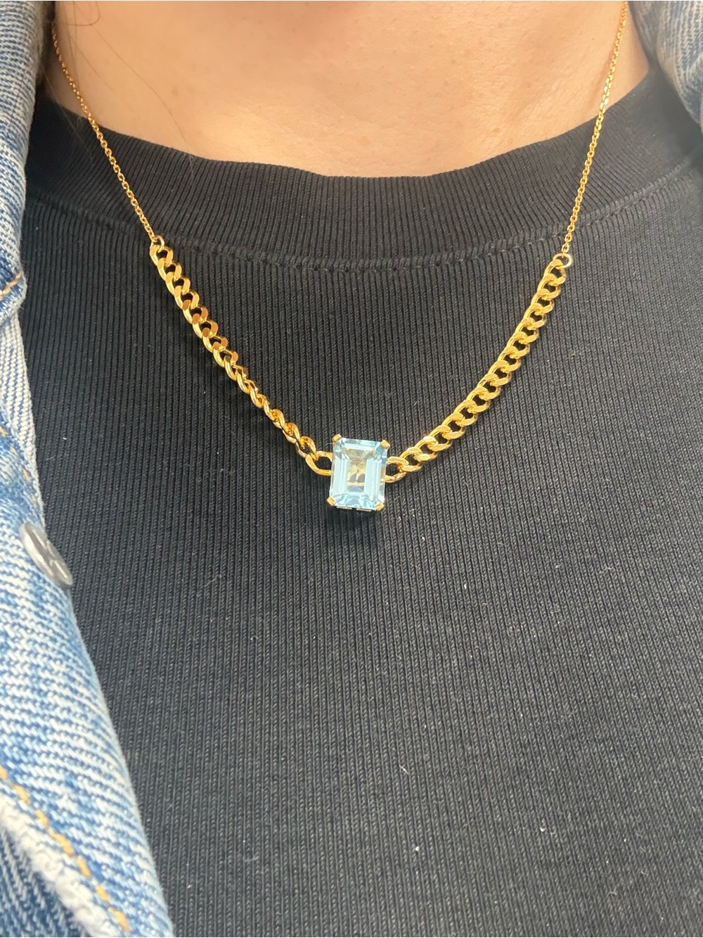Suzy Levian Sample Yellow Sterling Silver Blue Topaz Chain Necklace NWT